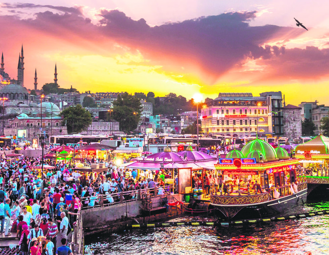 Typical open-air market in Istanbul.